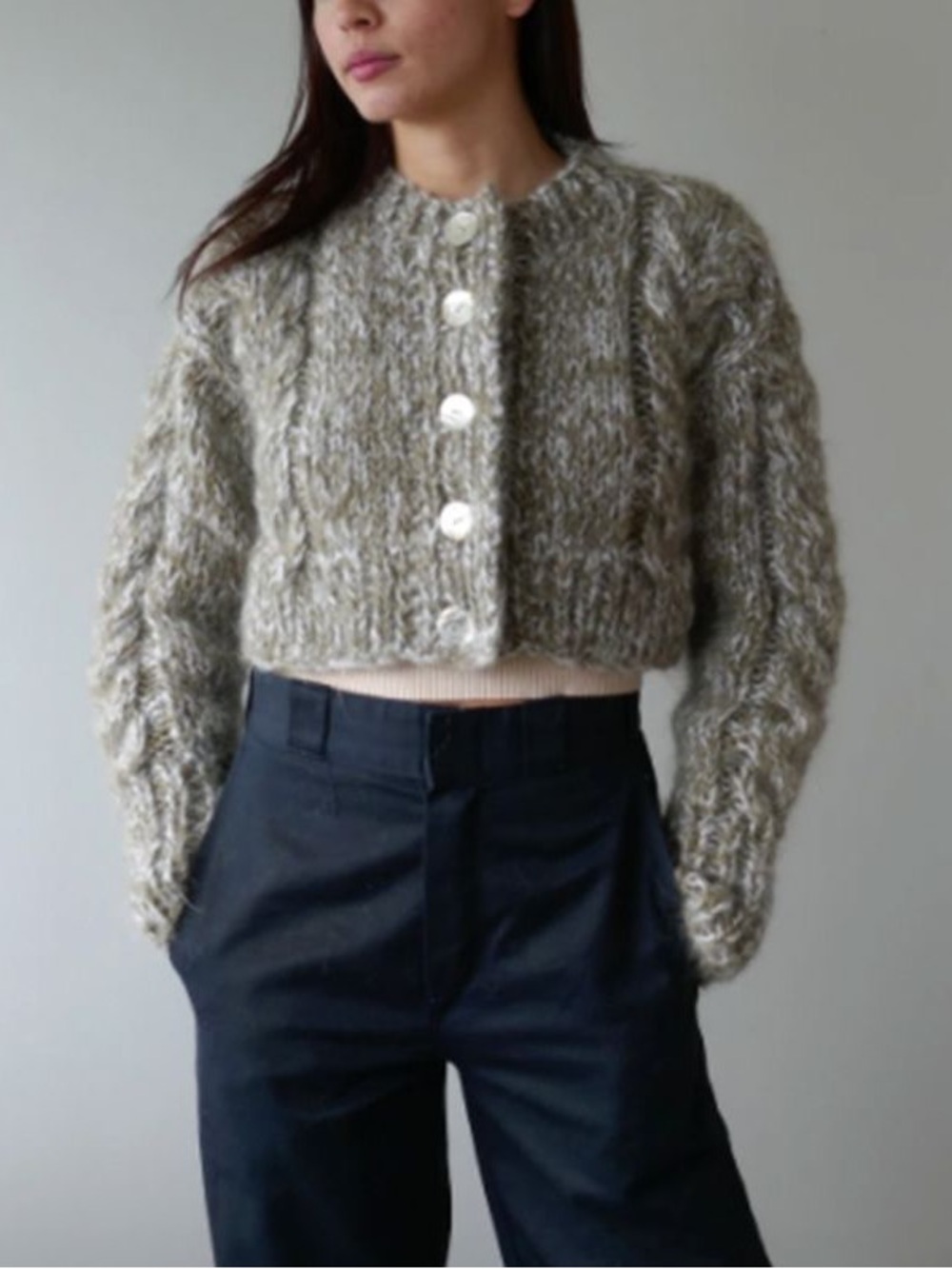 Frisson Knits Francesca Cardigan – Multi Taupe